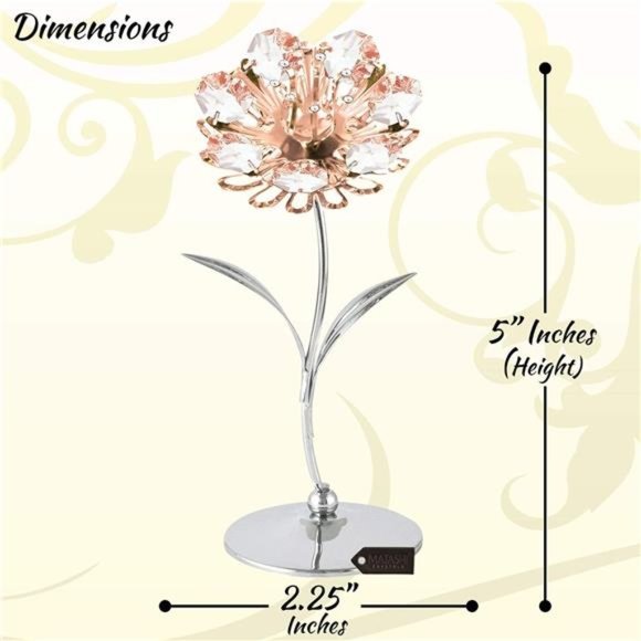 Masterpiece Metal Sunflower -Chrome & Rose Gold Plated Crystal Studded Sunflower - Picture 3 of 7